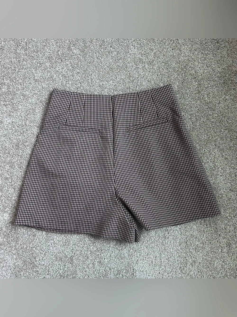 Zara Gingham Plaid Faux Button Skort High Rise Pink Black Size Medium Never Worn - Picture 7 of 7
